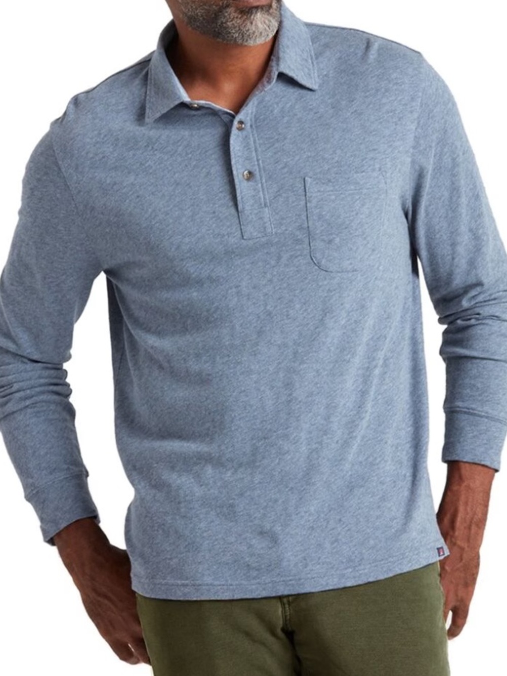 Faherty Long Sleeve Men’s Polo Maroon Shirt
